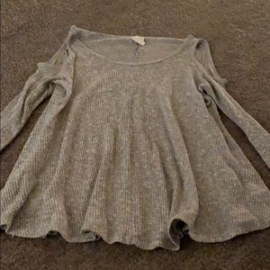 Aeropostale grey cut shoulder top